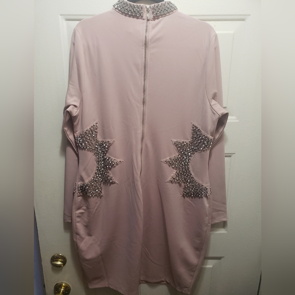 Pink Rhinestone Mini Dress - Picture 6 of 8